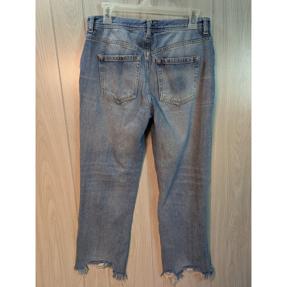 We The Free People Jeans Maggie Mid Rise Straight Leg Button Fly 27 Distressed - Picture 6 of 12